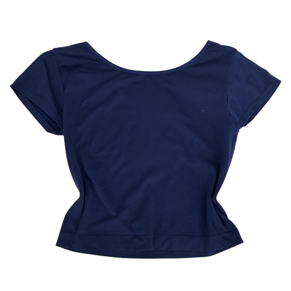 Free People Intimately Seamless Cap Sleeve Crop Cami Top Navy Blue M/L OB401569